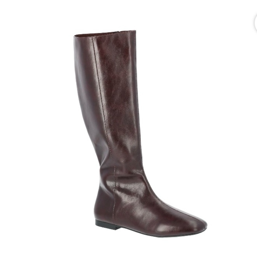 Elegant Burgundy Faux Leather Knee-High Boots